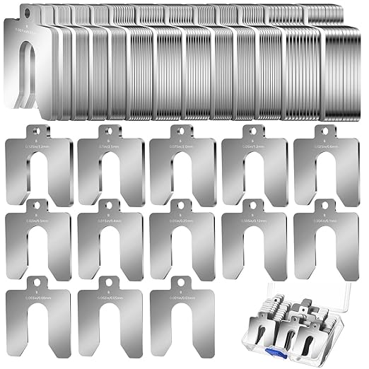 Shimeyao 260 Pcs Size B 3" x 3" Stainless Steel Slotted Shims Kit Metal Shims Stock for Leveling Assortment with Storage Box for Machinist Motor Door Shop Kit Replacement Pack