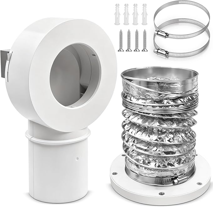 90° Magnetic Dryer Vent Coupling with 4 inch Hose,Strong Magnetic Self-connection Dryer Vent Coupler,Magnetic Dryer Vent Connector Kit for Connection and Disconnection