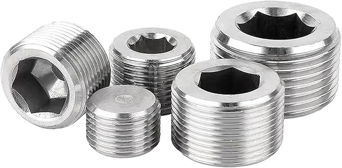 Stainless Steel 304 Hex Socket Plug, 1/4" NPT Male, Pack of 20