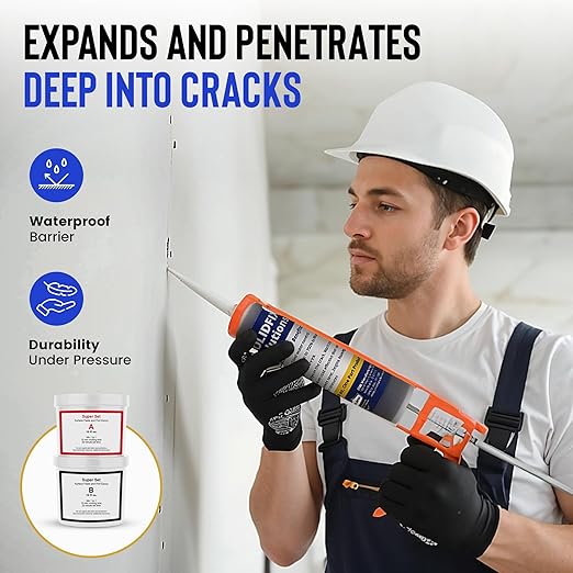 Wall Crack Pro Repair Kit – Urethane Concrete Crack Injection System | Professional Low-Pressure Foundation & Basement Waterproofing Kit