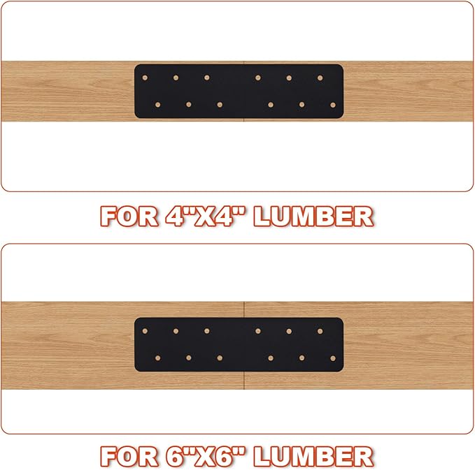 2 Pcs 11.8"x3" Straight Steel Flat Plate, Heavy Duty Mending Plate with Black Powder-Coated Joining Brackets, I Shape Strap Metal Plate Fit 4x4,6x6 for Repair House,Furniture,Pavilion,Truss framing