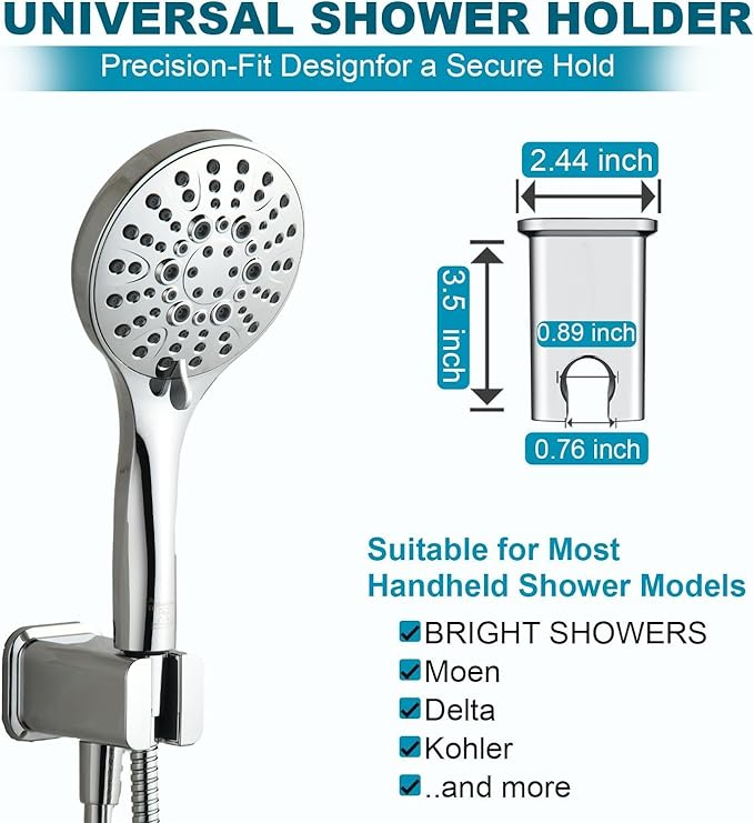 BRIGHT SHOWERS Wall Supply Elbow with Shower Head Bracket for Handheld Shower Head, Brass Core Wall Mounted Water Outlet, G1/2 Connector, Chrome