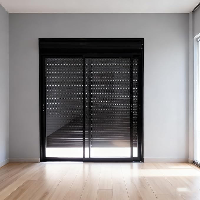 Manual Perforated Window Blinds Ventilaton– Electric Shades for Indoor/Outdoor, Remote-Controlled Sun Protection Aluminum (Dark Grey)