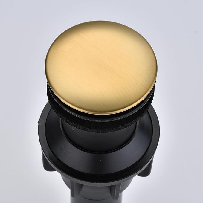 Bathroom Sink Drain with Overflow: Gold Bathroom Sink Drain Stopper for Bathroom Vanity Vessel Sink, Pop-up Sink Drain with Hair Catcher Anti-Clogging Strainer