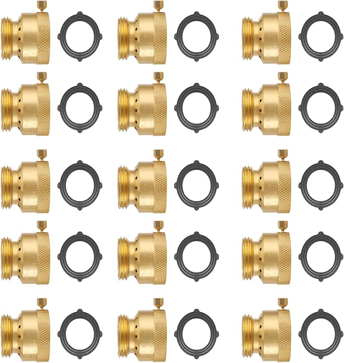 3/4 Inch FHT x 3/4 Inch MHT Brass Hose Bib Backflow Preventer,Vacuum Breakers Outside Faucet, Garden Hose Bib for Outdoor Faucet（15 pack）