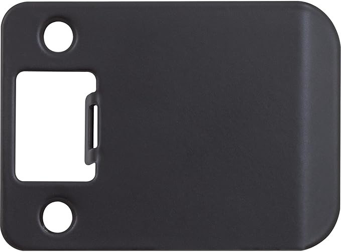 Stone Harbor Hardware Round Corner Extended Lip Strike Plate, 2-1/4" x 2-1/2", (3" Overall Length), Matte Black