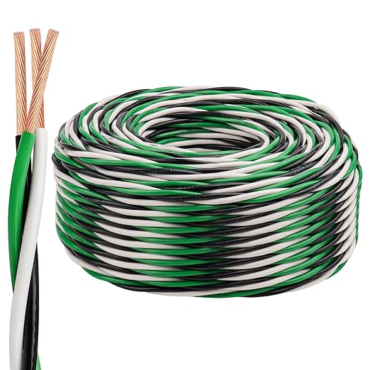 12 AWG THHN Wire 150FT 3-Color Set (Black/White/Green) – Stranded Copper, Pre-Twisted Conductors, THHN/THWN-2 Rated, 600V, Nylon Jacket for Conduit, Residential & Commercial Wiring