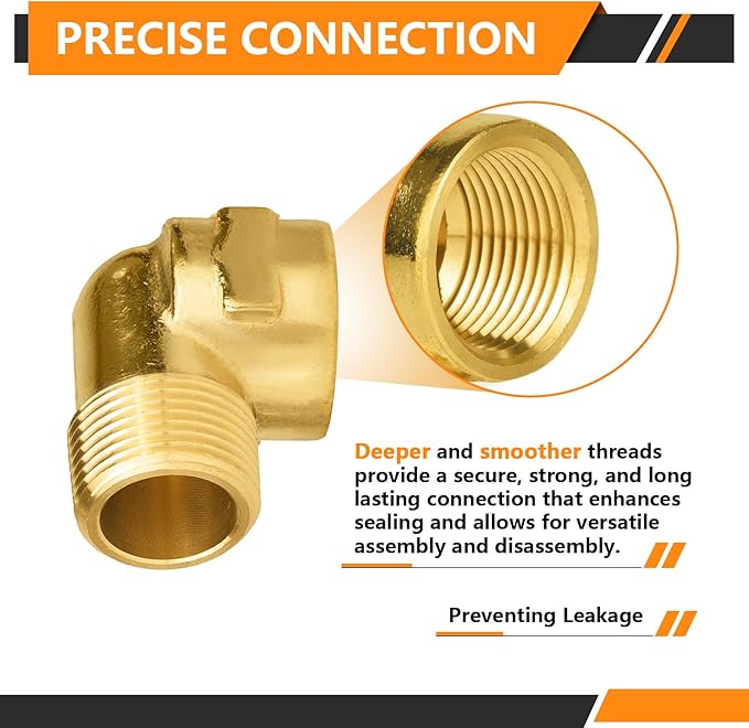 5-PCs HeSun Brass Pipe Fitting, 3/4" NPT Male x 3/4" NPT Female 90-Degree Barstock Street Elbow