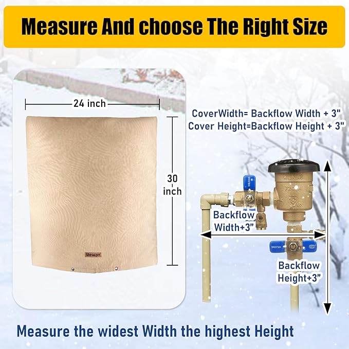 Backflow Preventer Cover Insulated-Sprinkler Covers for Outside-with Thicker 5 Layers Fabric,24" Wx30 H -Backflow Insulation Cover Protect Water Meters,sprinklers from Damage During Winter