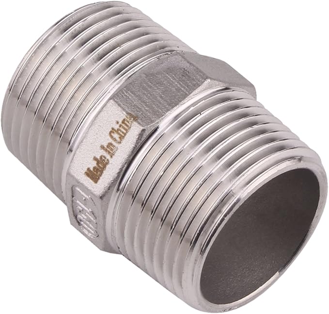 Hex Nipple 1 Inch Male NPT - DERPIPE Stainless Steel 304 Threaded Pipe Fitting for Brew Kit, Home Piping Application