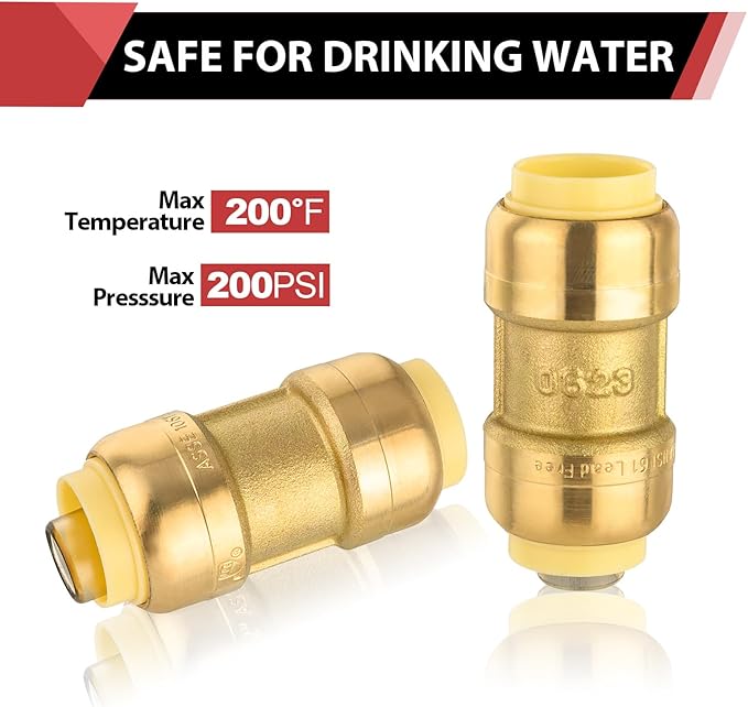 (Pack of 10) EFIELD 1/2 Inch Straight Coupling Push-Fit Fitting to Connect Pex, Copper, CPVC with a Disconnect Tool,(PF003-10PCS)