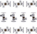 10-Pack Foskan Dual Compression 1/4 Turn Angle Stop Valve with 2 Shut Off Valve/Handles,1/2" NOM (5/8" OD) x 3/8" OD x 3/8" OD,Chrome Plated Brass