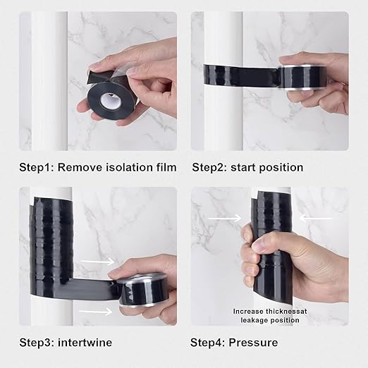 Seal Self Fusing Silicone Tape, 2 Rolls 1inx10' Weatherproof Pipe Repair Tape, Heavy Duty and Leak Proof Rubber Pipe Tape，Flex Seal Tape for Emergency Pipeline Repair/Cable Bandage/（Black）
