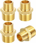 1 Pack Brass Pipe Fittings, 1/2" NPT Male to 3/8" NPT Male Brass Hex Nipple, Male Pipe Adapter Reducer for Air, Oil, LP