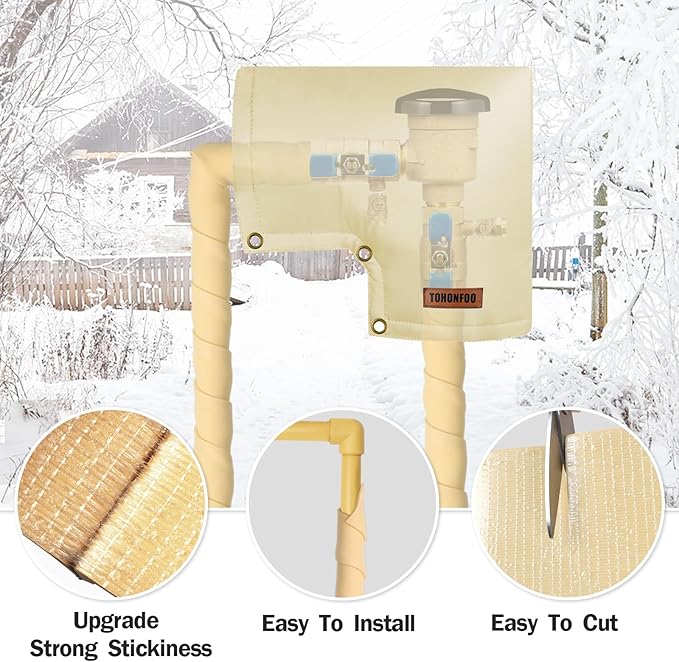 Pipe Insulation Tape, Outdoor Water Pipe Insulation Wrap, Foam Insulation Tape for Outdoor Pipes Winter Freeze Protection, Heat Tape for Water Pipes, Copper Pipes, PVC, AC Line, 3in x 15ft, Beige