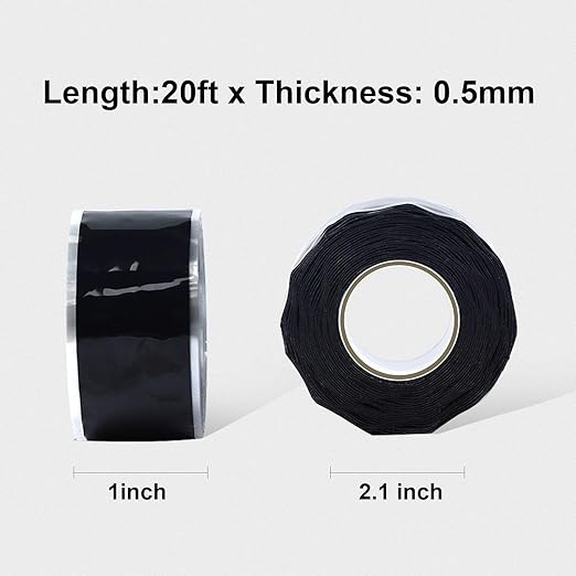 Seal Self Fusing Silicone Tape, 2 Rolls 1inx10' Weatherproof Pipe Repair Tape, Heavy Duty and Leak Proof Rubber Pipe Tape，Flex Seal Tape for Emergency Pipeline Repair/Cable Bandage/（Black）