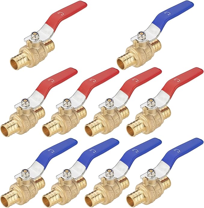 (10 Pack) Lidertik 3/4 inch PEX-B Crimp Ball Valve Shut Off Valve 1/4 Turn Valve LI-QF1-1807-0.75(10 PCS)