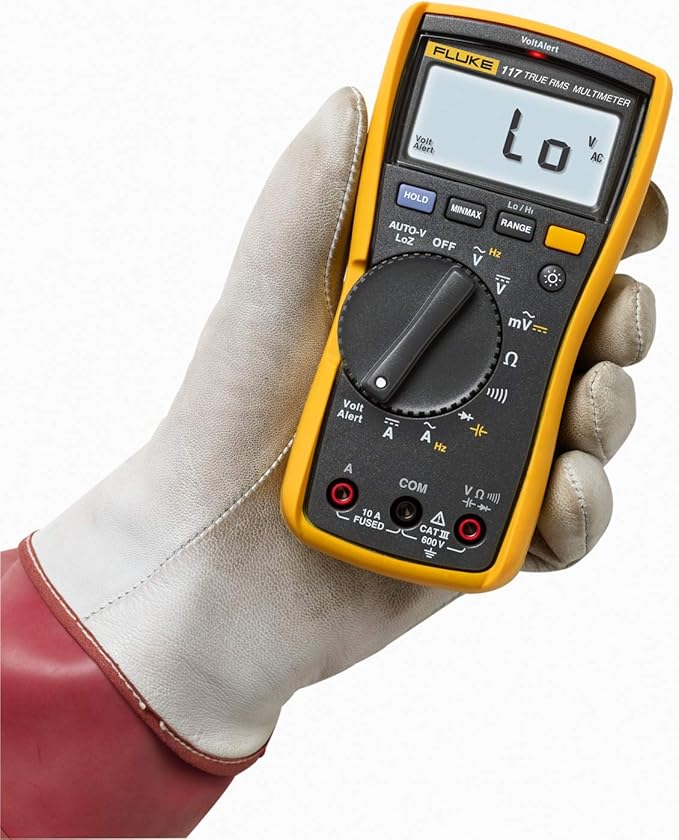 Fluke 117 Digital Multimeter, Non-Contact AC Voltage Detection, Measures Resistance/Continuity/Frequency/Capacitance/Min Max Average, Automatic AC/DC Voltage Selection, Low Impedance Mode