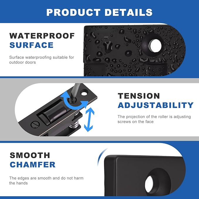 HOMOTEK 1 Pack Commercial Heavy Duty Door Roller Catch, Drive in Ball Catch with Strike Plate Solid Zinc Adjustable Silent Door Latch, Spring Tension Roller,Oil Rubbed Bronze