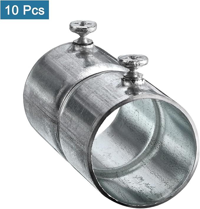 uxcell EMT Coupling, 25mm EMT Set Screw Coupling Conduit Fittings 57mm Length Electrical Conduit Pipe Connector 1mm Wall Thick, 10 Pack