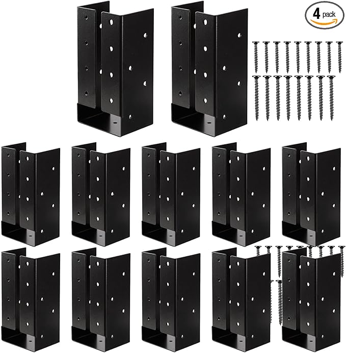 Concealed Joist Hangers, (10-30PCS), 2"x6", 4"x6", 4"x8" with Screws, Outdoor Trim Concealed Flanges, for Beam,Swing, Handrail,Fence (4, 4"x8")