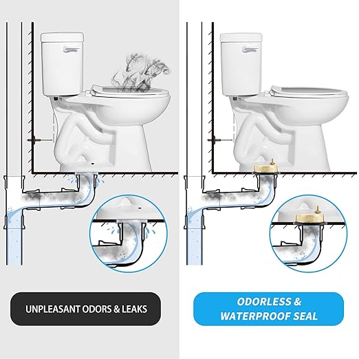 Extra Thick Toilet Wax Ring Replacement Kit– Bowl Seal Ring Includes Brass Bolts, Nuts, Washers and Caps, Compatible with Toilet Flange Below-Floor or Level, Fits 3" & 4" Drain Pipes