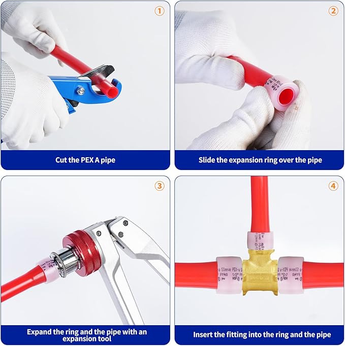 (Znkiok 10Pack) Pex A Expansion Fittings,3/4"x1/2"PEX-A Coupling,Long Service Life,Lead-Free Brass,NSF,UPC,ASTM F1960. (3/4"x3/4"x1/2"PEX-A Tee-10Pack)