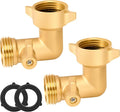 Garden Hose 90 Degree Elbow, with Shut Off Valves 3/4 Inch Solid Brass RV Water Hose Connector Fittings Adapter, Includes Washers for RV Hookups & Outdoor Faucets, 2 Pack