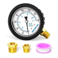 MEANLIN MEASURE 0~160Psi Stainless Steel 1/4" NPT 2.5" FACE DIAL Liquid Filled Pressure Gauge, Lower Mount (with Rubber Protective Sleeve), with 1/2" NPT and 3/8" NPT Hex Bushing