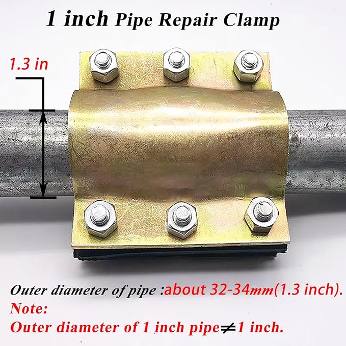 Water Pipe Repair Clamp,OD of The Applicable Pipe is About 1.33 inch,Leak Sealer for Pipes and Plumbing,Length About 4 inch,Suitable for PE/PPR Pipes,Steel/Iron Pipes