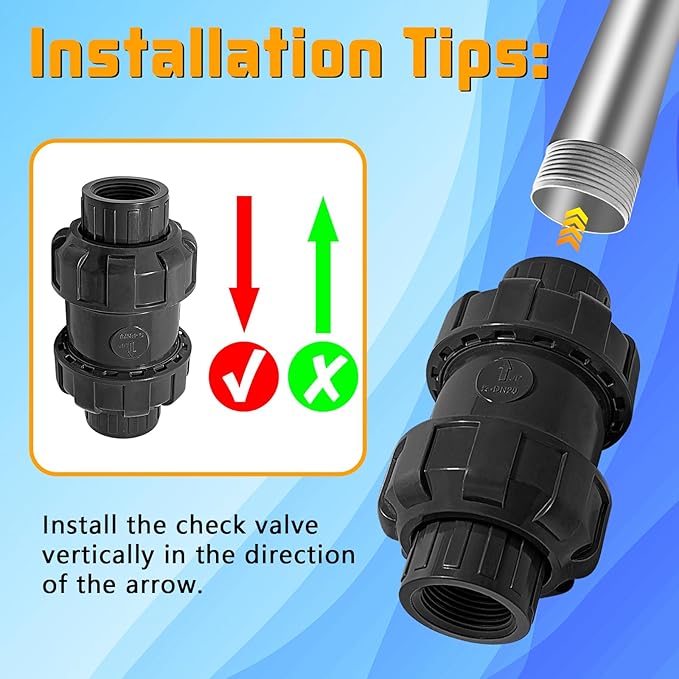 1in NPT PVC Spring Check Valve, UPVC Swing Utility Water One Way Check Valve, Sch80 Pool Ball Check Valve for Backflow Prevention