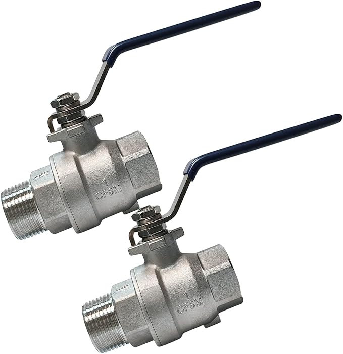 1" 316 Stainless Steel Ball Valve Female to Male, 2-Piece Full Port NPT Threaded, 1000 WOG, High Pressure Corrosion Resistant Shut Off Valve for Water/Oil/Gas, Industrial Plumbing Valve (2-Pack)