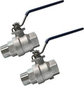 1" 316 Stainless Steel Ball Valve Female to Male, 2-Piece Full Port NPT Threaded, 1000 WOG, High Pressure Corrosion Resistant Shut Off Valve for Water/Oil/Gas, Industrial Plumbing Valve (2-Pack)