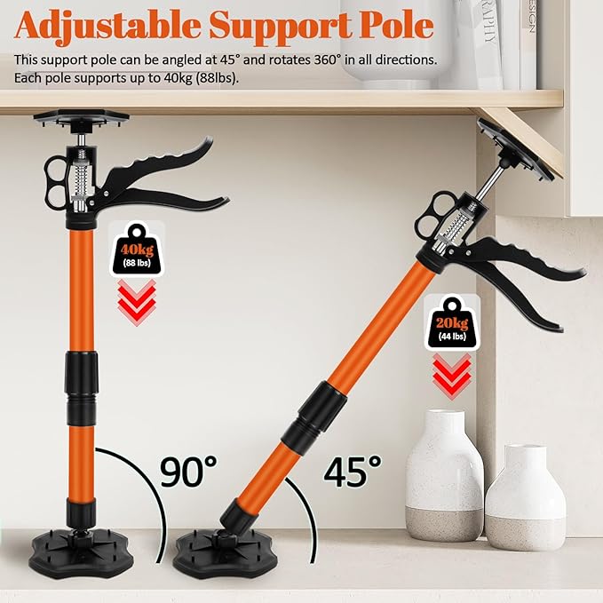Cabinet Jacks for Installing Cabinets, 13.8-23.6 inches Adjustable Support Pole with 360° Rotation, Third Hand Tool Support System with 88 lbs Capacity for Drywall Jack (2 Pack)