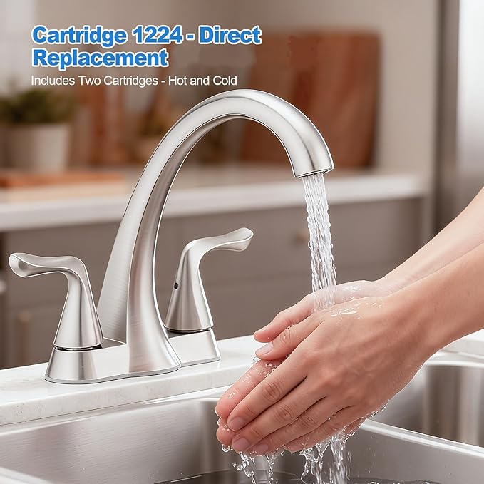 1224 1224b Faucet Cartridge Replacement Kit 2Pcs, Compatible with Most Dual-Handle Moen Faucets and Bathtub/Shower Combinations
