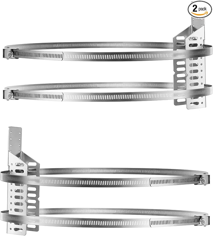 2 Set Universal Water Heater Expansion Tank Wall Mounting Bracket, 5 Gallon or 13 Inch Diameter Pole Holder, Earthquake Straps for Nitrogen or Propane Tank
