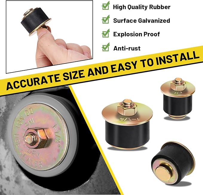 14Pcs 7 Sizes Neoprene Rubber Expansion Plug, 1-1/2'', 1-3/8'', 1-1/4'', 1-1/8'', 1'', 7/8'', 3/4'' Automotive Rubber Expandable Freeze Plugs Fit Hole Size: 3/4"~1-1/2" (19mm~38mm)