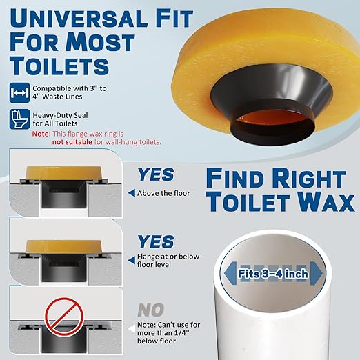 NEEXAN 2-Pack Toilet Wax Rings Kit – Leak-Proof Universal Wax Seal Ring for Toilet Bowl, Polyethylene Flange, Toilet Wax Ring Replacement Kit Fits 3-Inch & 4-Inch Drains