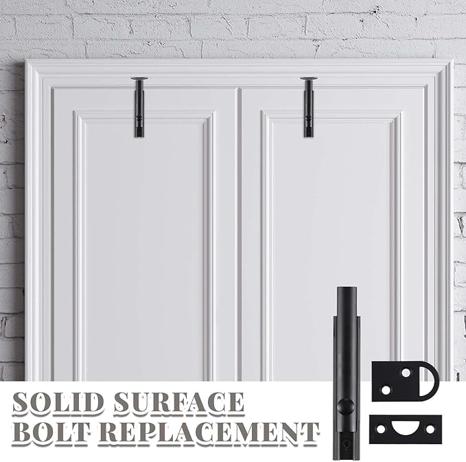 Lothee 4 Pcs Solid Brass Surface Bolt Door Slide Bolt Door Latches for Top of Slide Latch Lock(4",Matte Black)