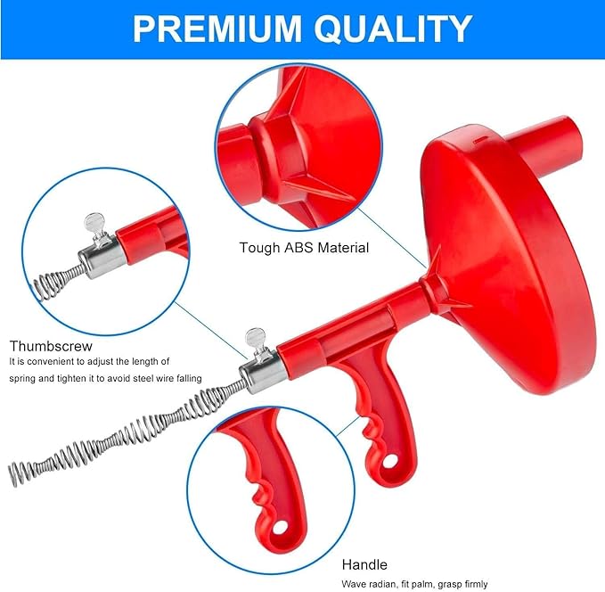 Forlivese Drain Auger,25Ft Plumbing Snake,Heavy Duty Toilet Snake Drain Clog Remover for Bathroom Sink,Kitchen Cleaning,Comes with Gloves and 1 Pack Plastic Hair Snake