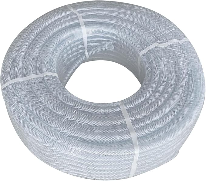 Gloxco Clear Braided PVC Tubing, Food Grade, Heavy Duty Reinforced Hose, 3/4" ID, 300 Ft Length