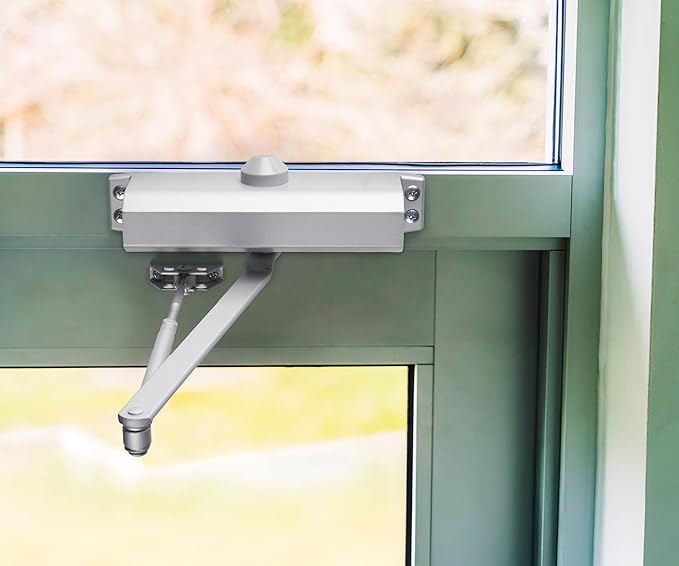 Brinks Commercial Heavy Duty UL Listed Door Closer, Aluminum Finish - Commercial Door Hardware for Offices & Buildings