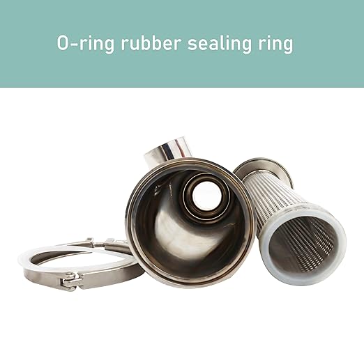TECHTONGDA Water Filter Strainer L-Type 304 Stainless Steel 2inch Inlet Outlet 100 Mesh Quick Tri Clamp 16.5inch Length