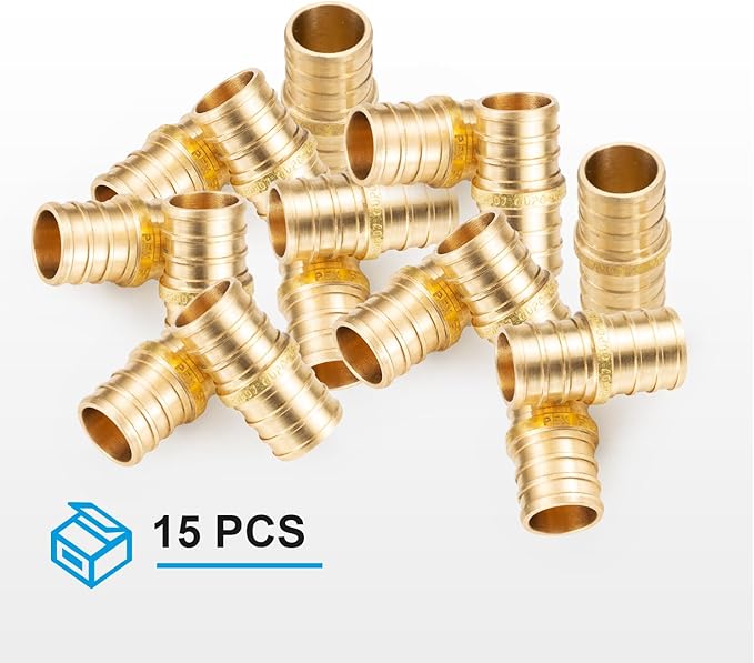 WMAXPFIT(15 Pack) 3/4 Inch PEX Coupling F1807, LF Brass crimp fitting for PEX-b pipe