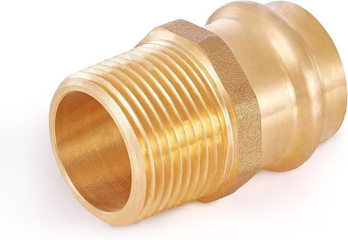 30-Pack HeSun Copper Press Fitting Adapter,1/2" Press X 1/2" Male NPT Adapter, LF Brass(PEX1807348-30)