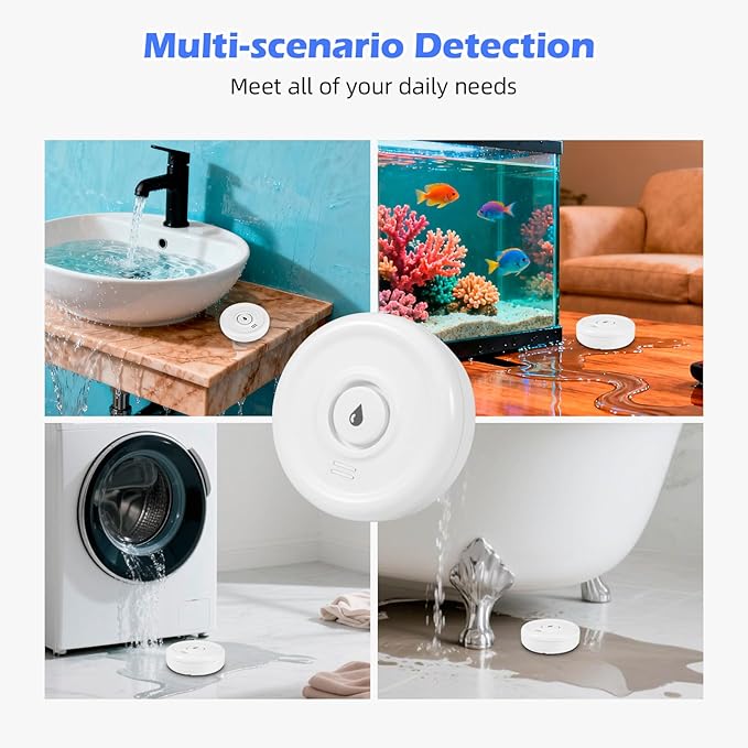 5 Pack Water Leak Detectors for Home, 100 dB Water Sensor Alarm Leak Detector for Basement, Bathroom, Kitchen, Home