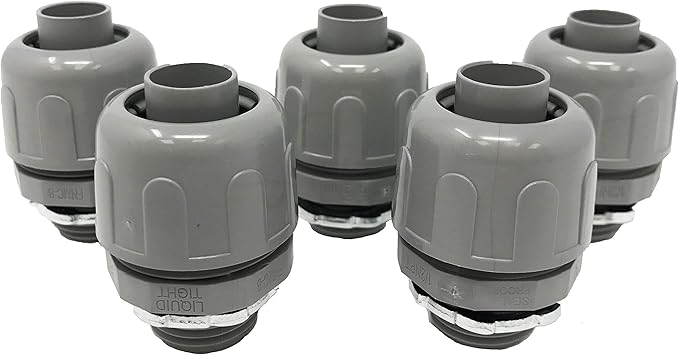Sealproof 1/2-Inch Non-metallic Liquid Tight Straight Electrical Conduit Connector Fitting, UL Listed, 1/2" Dia, 5-Pack