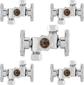 5-PCs HeSun Dual Shut Off Angle Valve, 1/2" Nominal (5/8"OD) x 3/8" OD x 3/8" OD Compression, 1/4-Turn Stop Valve with 2 Shut Offs, PEX Chrome Plated Brass(VALVE134-5)