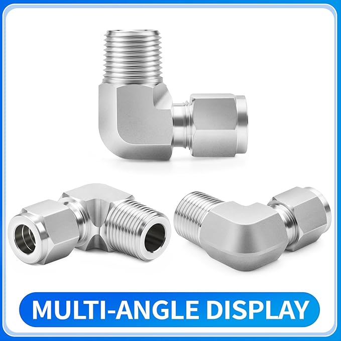 ChillWaves 304 Stainless Steel Compression Tube Fitting, 1" OD x 3/4" NPT Male 90 Degree Elbow Compression Union Connector(1-PACK)