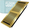 Home Intuition Contemporary Floor Vent Covers 2X10 Inch Floor Register with Mesh Cover Trap Heat and Air Walkable Metal Floor Vent for HVAC Duct, Polished Brass